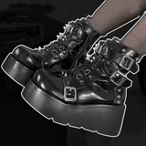 Black Rivets Decor Chunky Platform Punk Ankle Boots