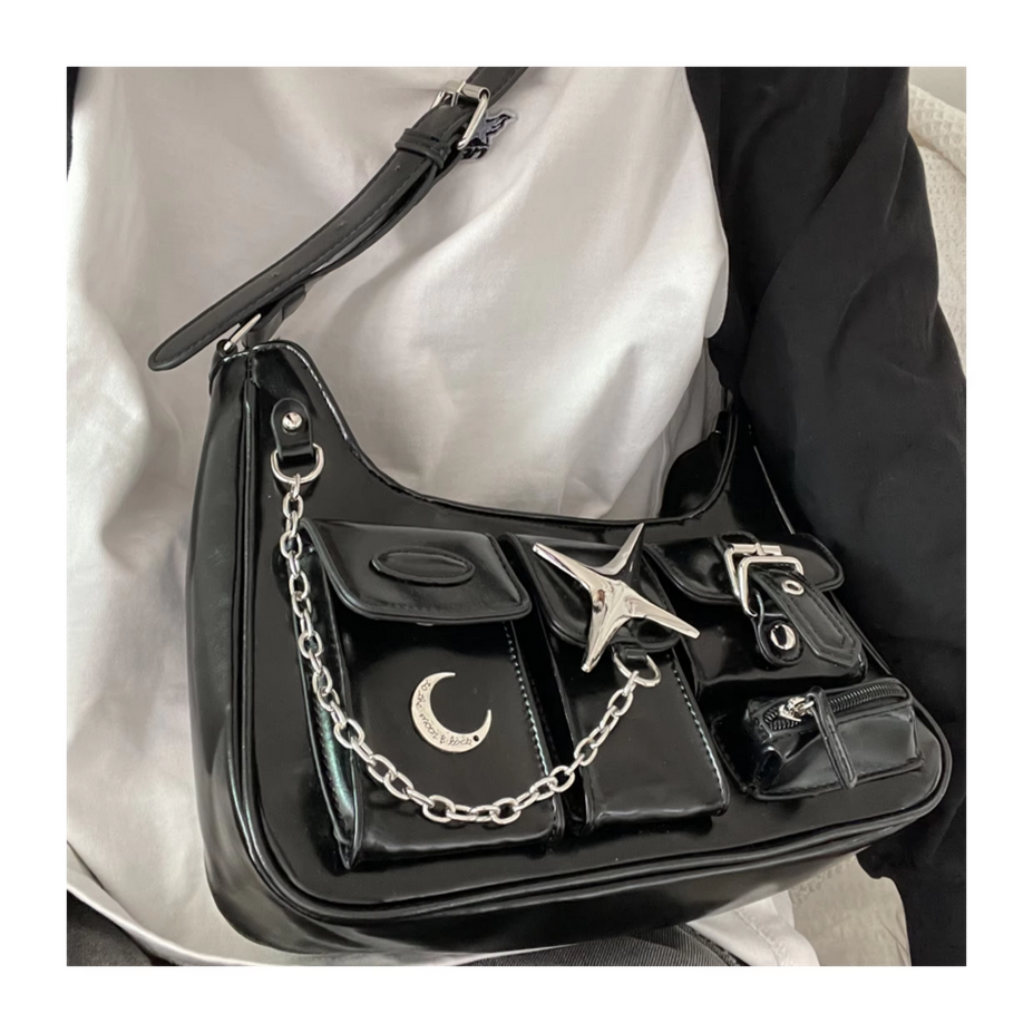 Black Y2k Aesthetic Punk Star Shoulder Bags