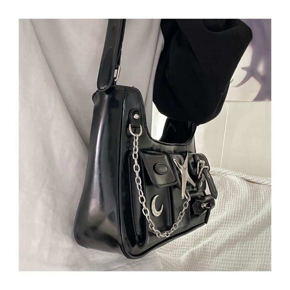 Black Y2k Aesthetic Punk Star Shoulder Bags