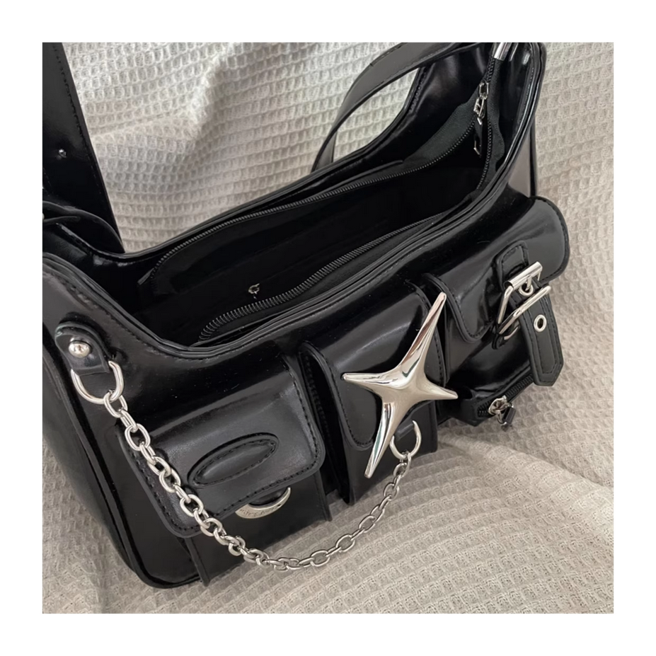 Black Y2k Aesthetic Punk Star Shoulder Bags