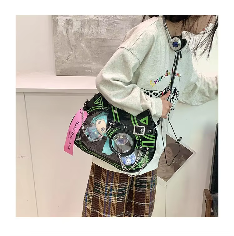 Y2K Punk Patchwork Chains Women Ita Bags