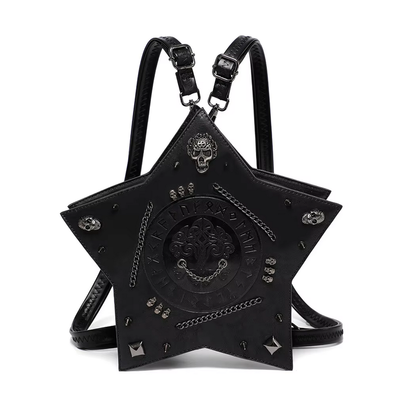 Gothic Skull Embossed Black Backpack