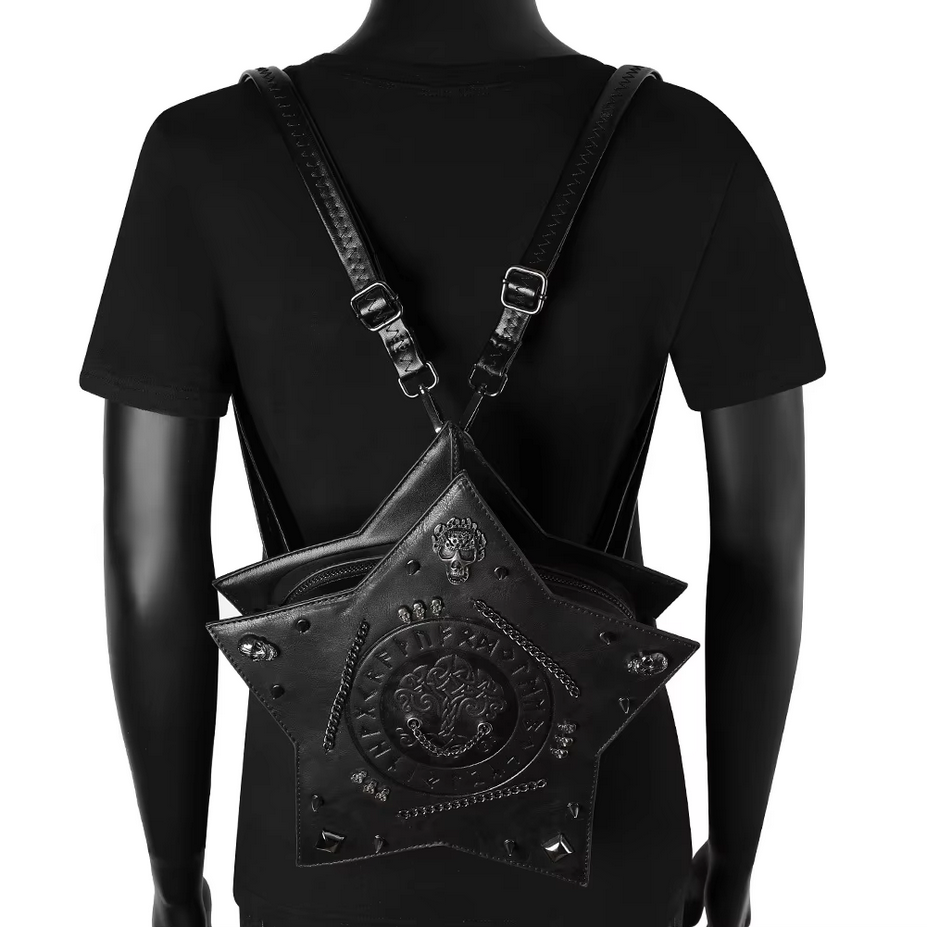 Gothic Skull Embossed Black Backpack