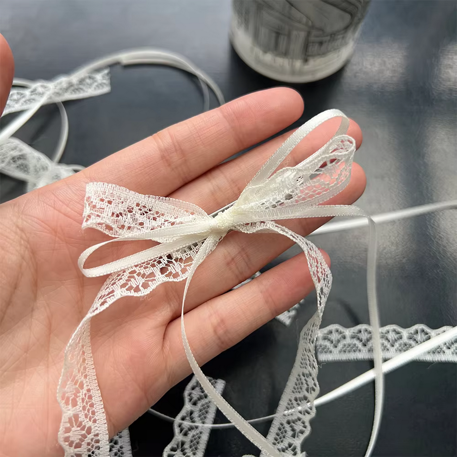 Kawaii  Lace Cream White Bow Ribbon Hair Clip