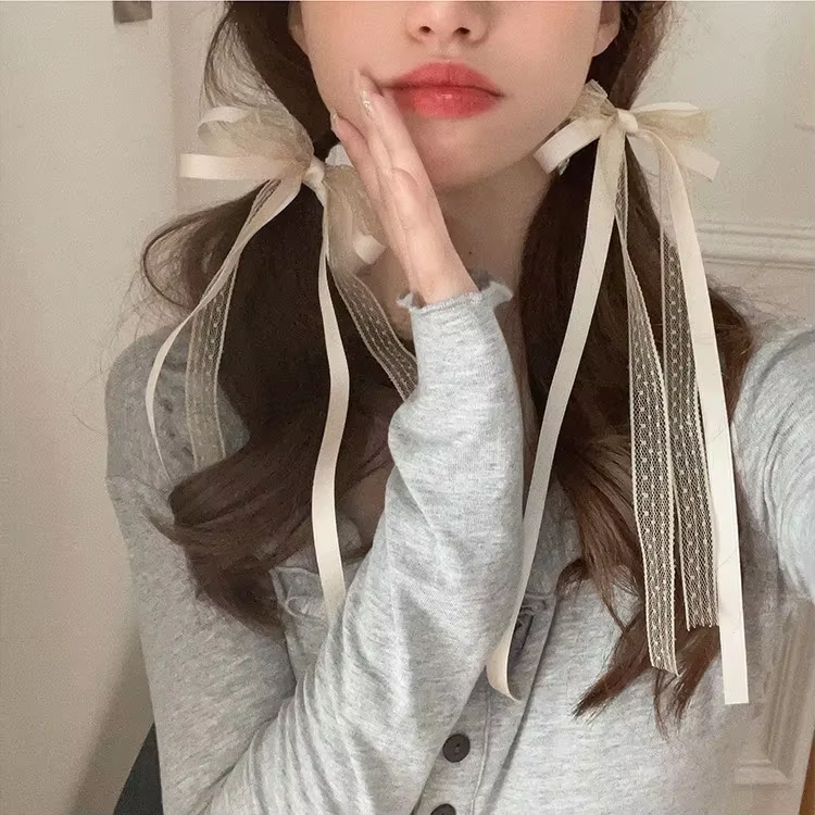 Korean Cute 2pcs Lace Fabric Hair Clips