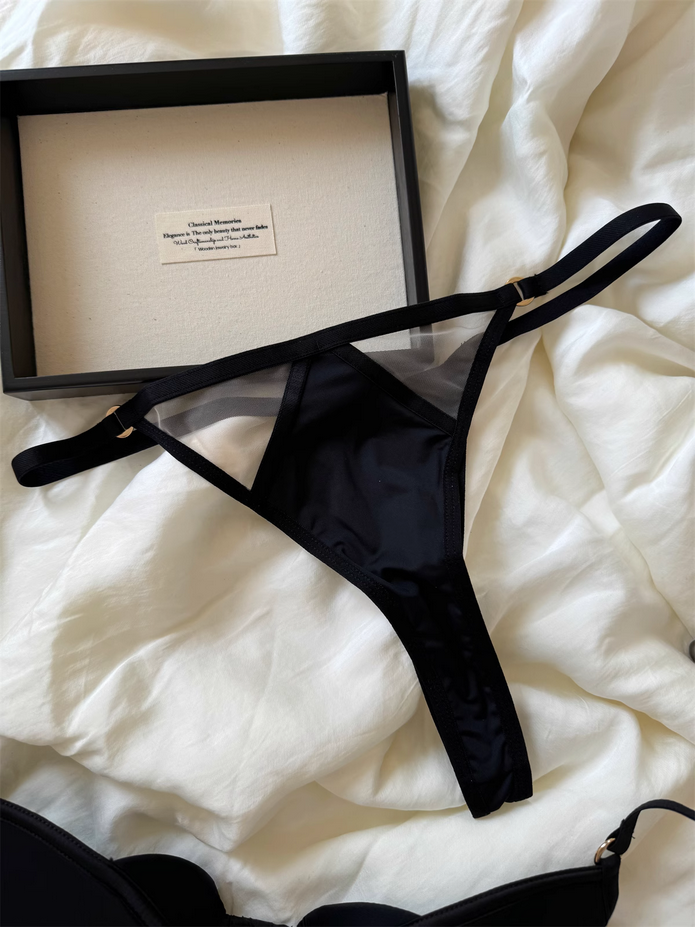 Black Lace Thin Mesh Lingerie Set