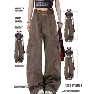 Y2K Wide Leg Punk Baggy Brown Denim Pants
