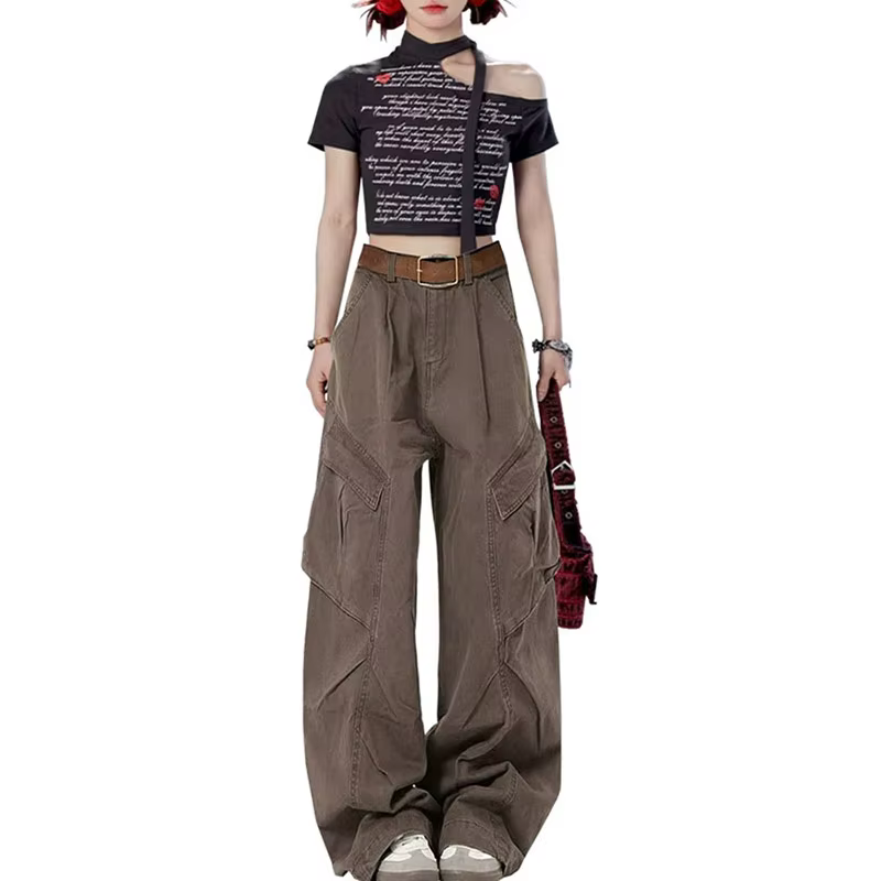 Y2K Wide Leg Punk Baggy Brown Denim Pants