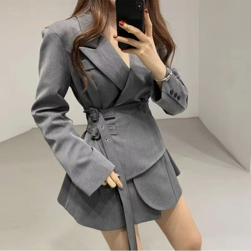 Solid Color Irregular Hem Long Sleeve Dress