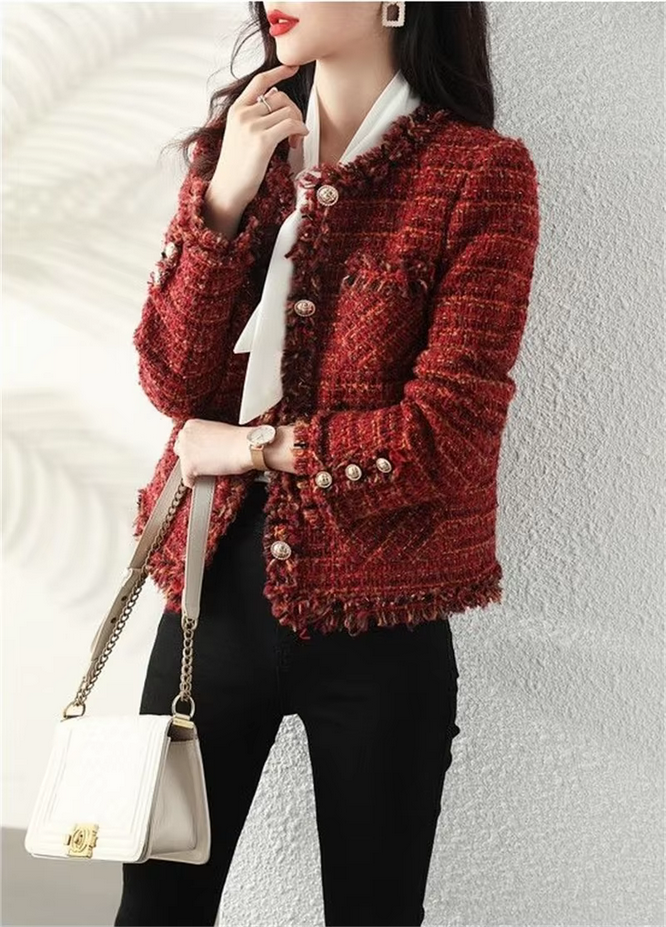 Autumn and Winter Korean Short Tweed Coat