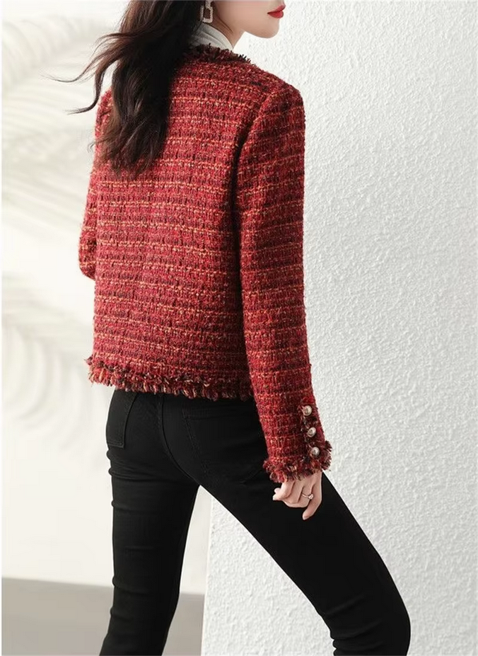 Autumn and Winter Korean Short Tweed Coat