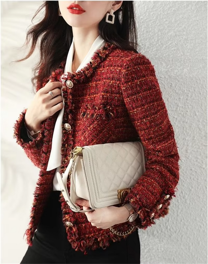 Autumn and Winter Korean Short Tweed Coat