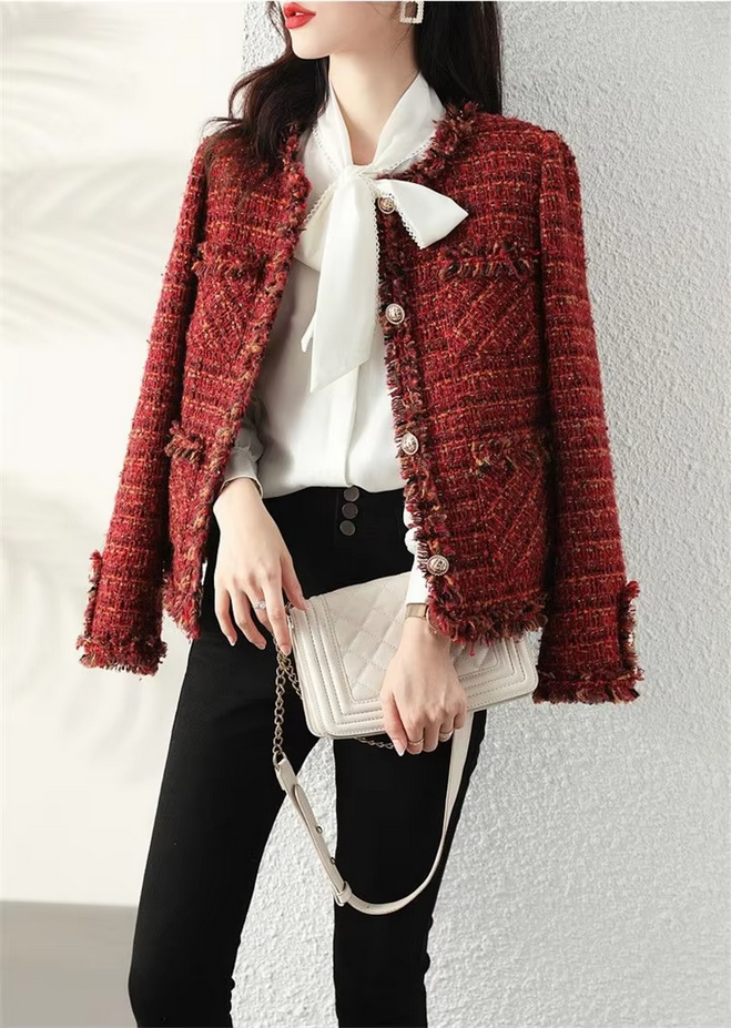 Autumn and Winter Korean Short Tweed Coat