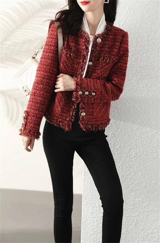 Autumn and Winter Korean Short Tweed Coat