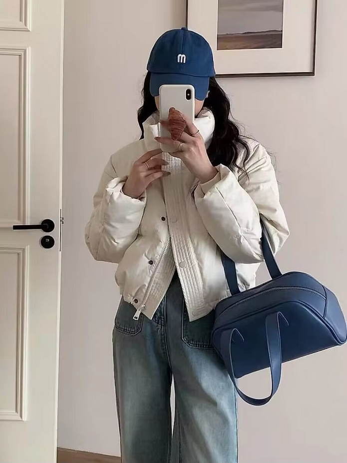 Stylish Casual  PU Puffy Winter Coat