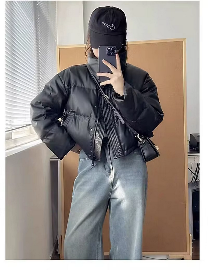 Stylish Casual  PU Puffy Winter Coat