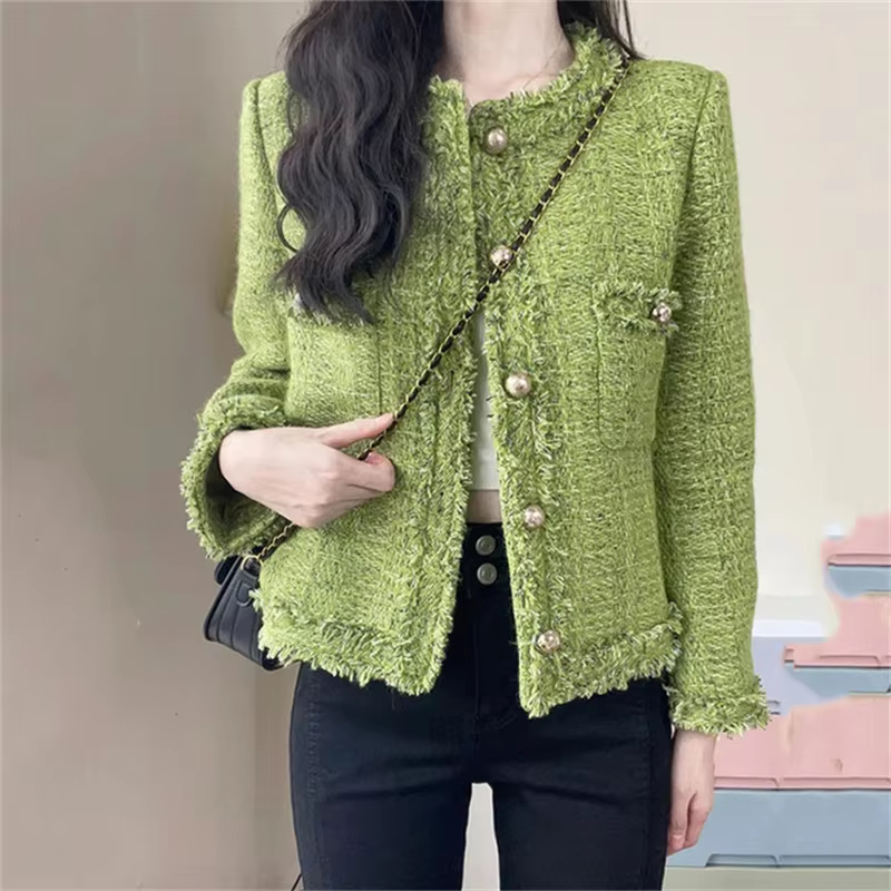Autumn Winter Korean Single-Breasted Short Tweed Coat
