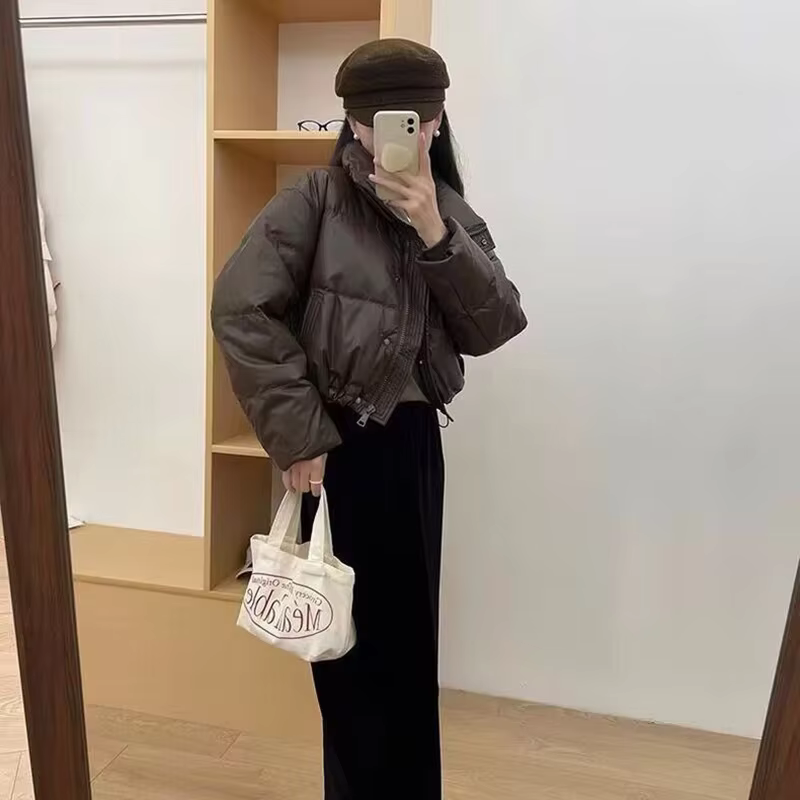 Stylish Casual  PU Puffy Winter Coat