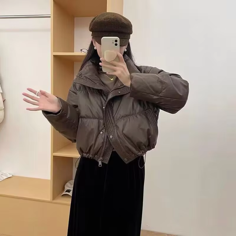 Stylish Casual  PU Puffy Winter Coat