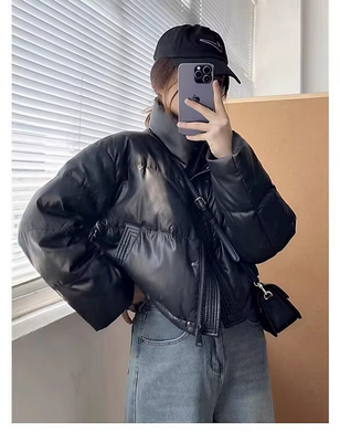 Stylish Casual  PU Puffy Winter Coat
