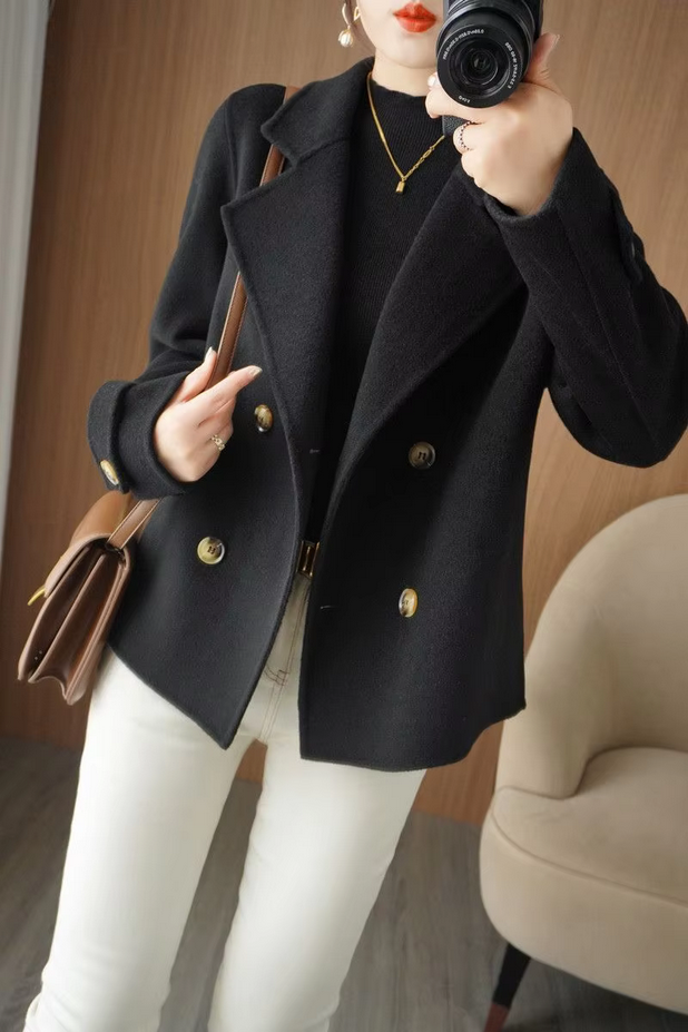 Turn Down Collar Elegant Solid Color Coat
