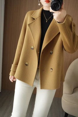 Turn Down Collar Elegant Solid Color Coat