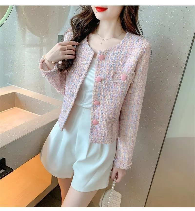 Cute Pink Tweed Women&#39;s Coat