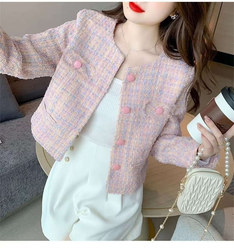 Cute Pink Tweed Women&#39;s Coat