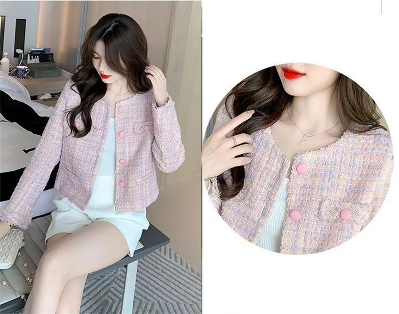 Cute Pink Tweed Women&#39;s Coat