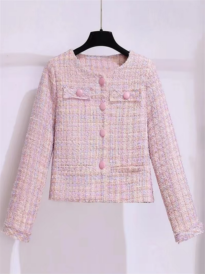 Cute Pink Tweed Women&#39;s Coat