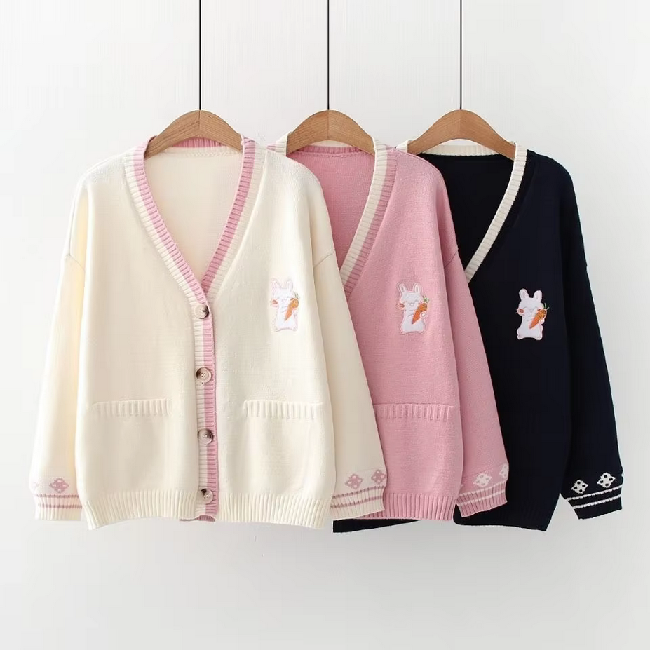 Japanese V Neck Long Sleeve Kawaii Cardigans
