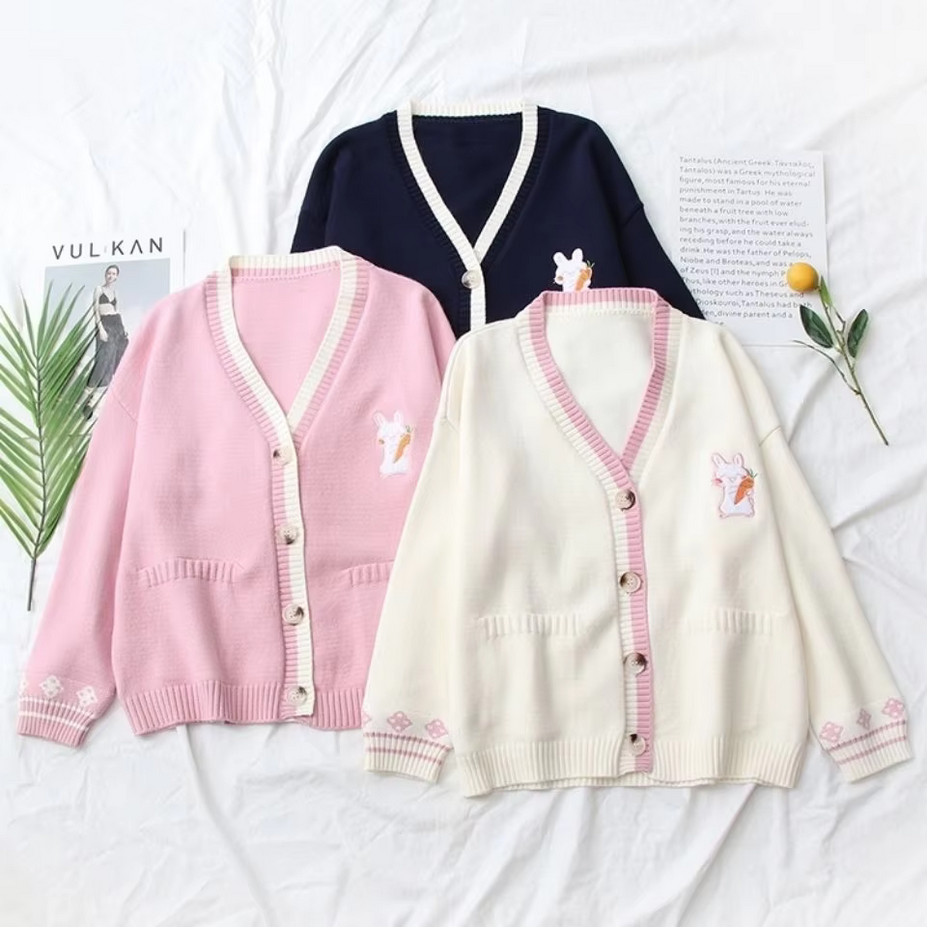 Japanese V Neck Long Sleeve Kawaii Cardigans