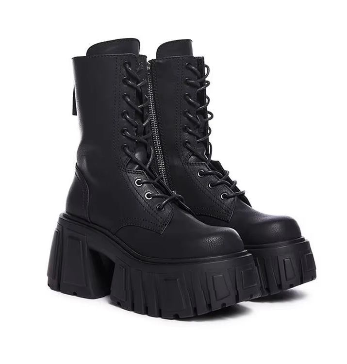 10cm Thick-Soled British Style Punk Fashion Platform Black Boots