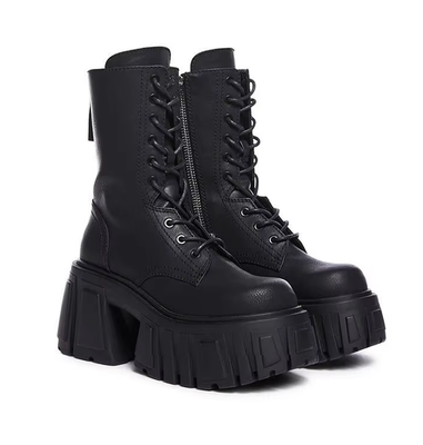 10cm Thick-Soled British Style Punk Fashion Platform Black Boots