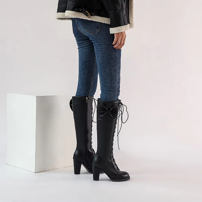 Sweet Bow Women Knee High Boots PU Leather