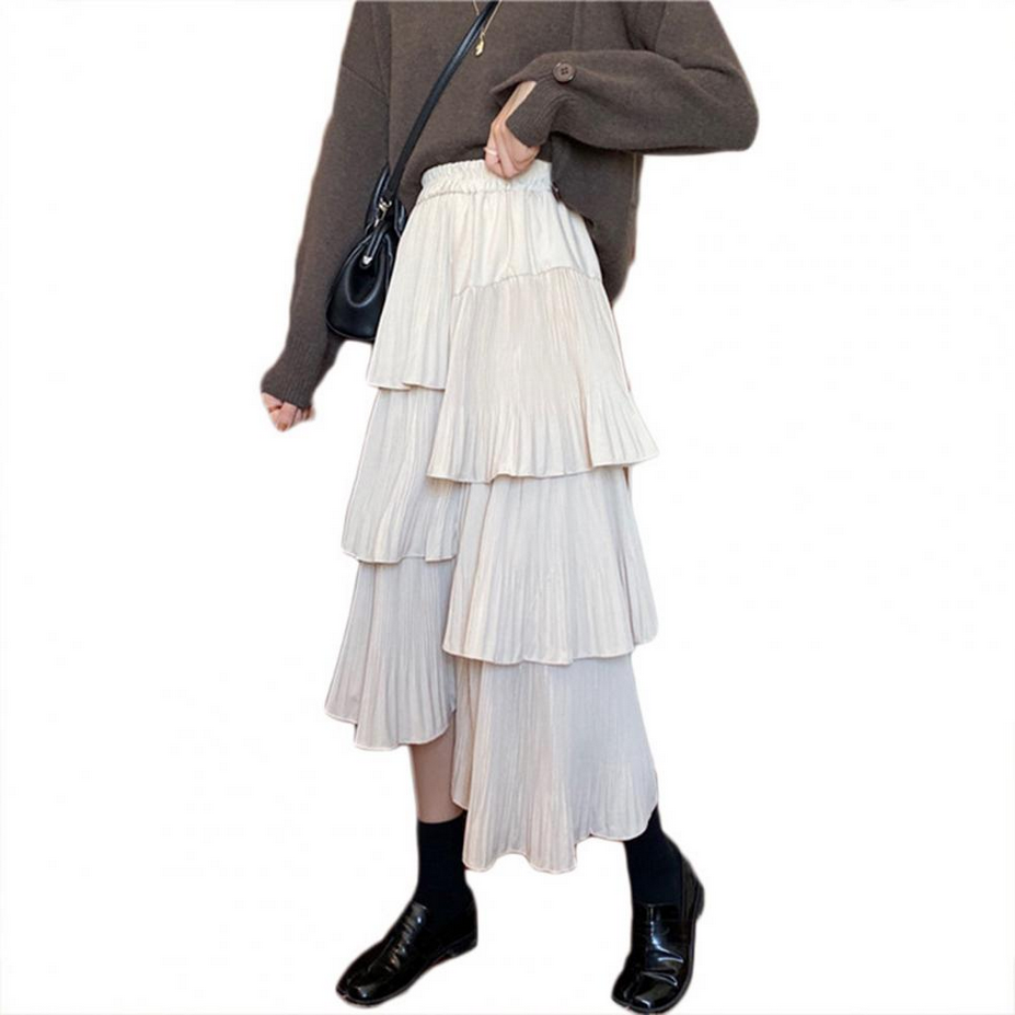 Layered High Waist Long Skirt