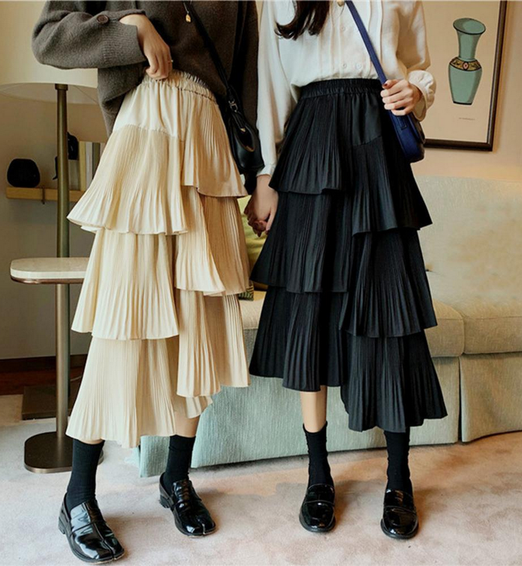 Layered High Waist Long Skirt
