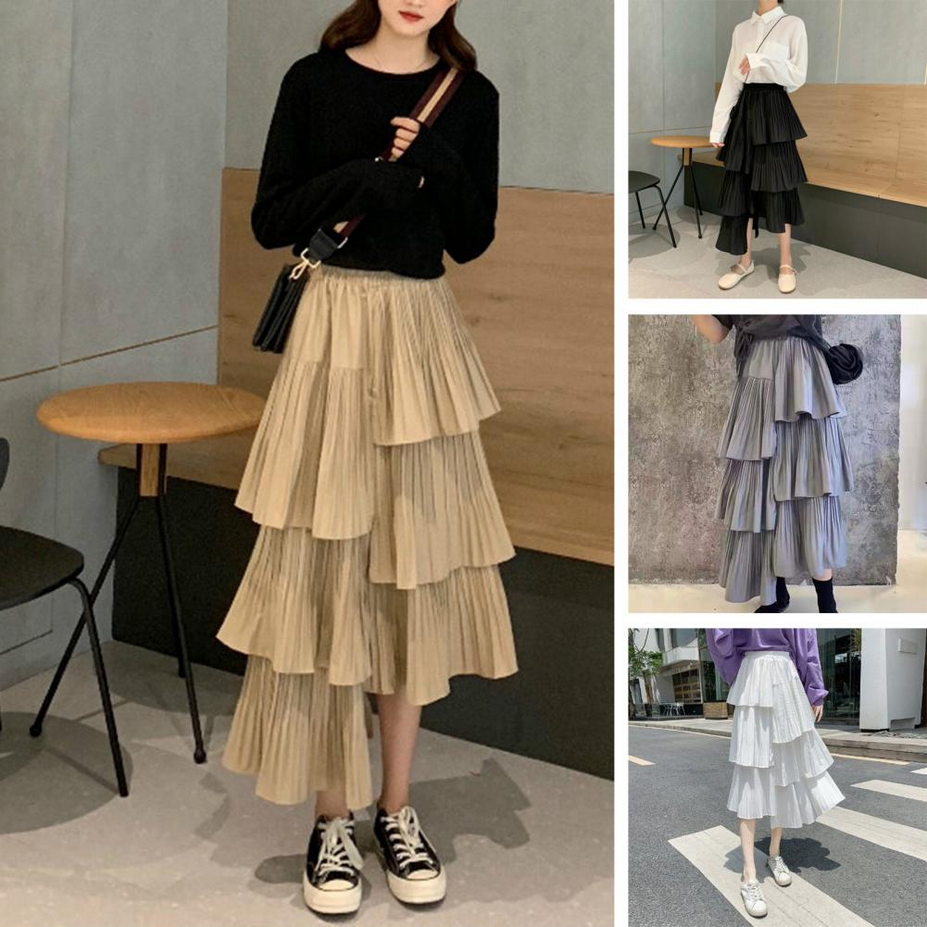 Layered High Waist Long Skirt