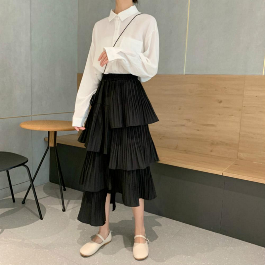 Layered High Waist Long Skirt