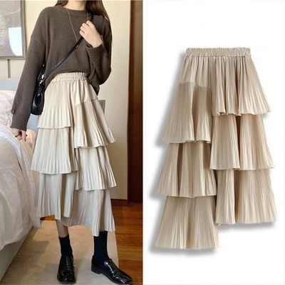 Layered High Waist Long Skirt