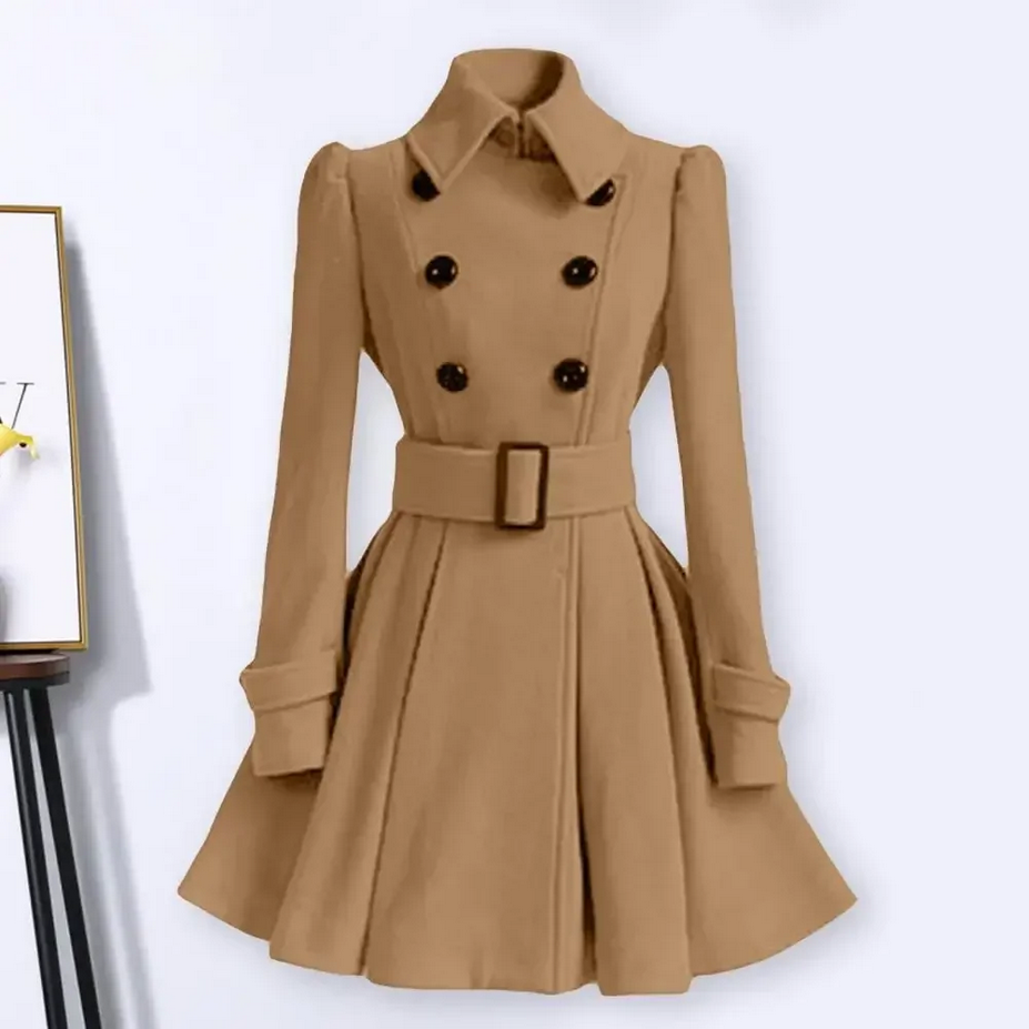 Elegant Thick Midi Length Double-breasted Overcoat