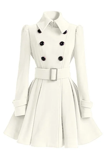 Elegant Thick Midi Length Double-breasted Overcoat