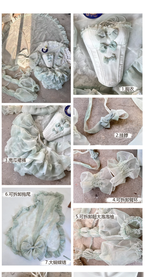 Strapless Bowknot Sweet Fairy Organza Dress with Trailing