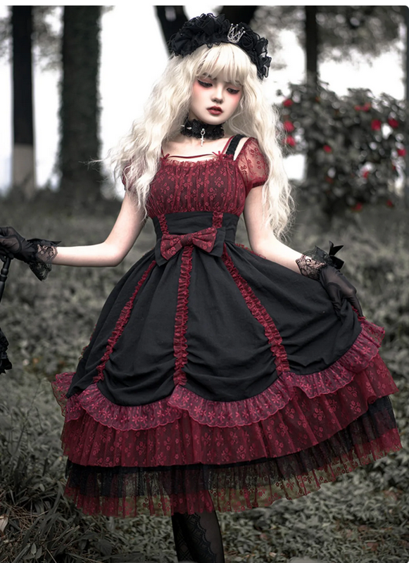 Gothic Lolita Style Lace Dress with Bow
