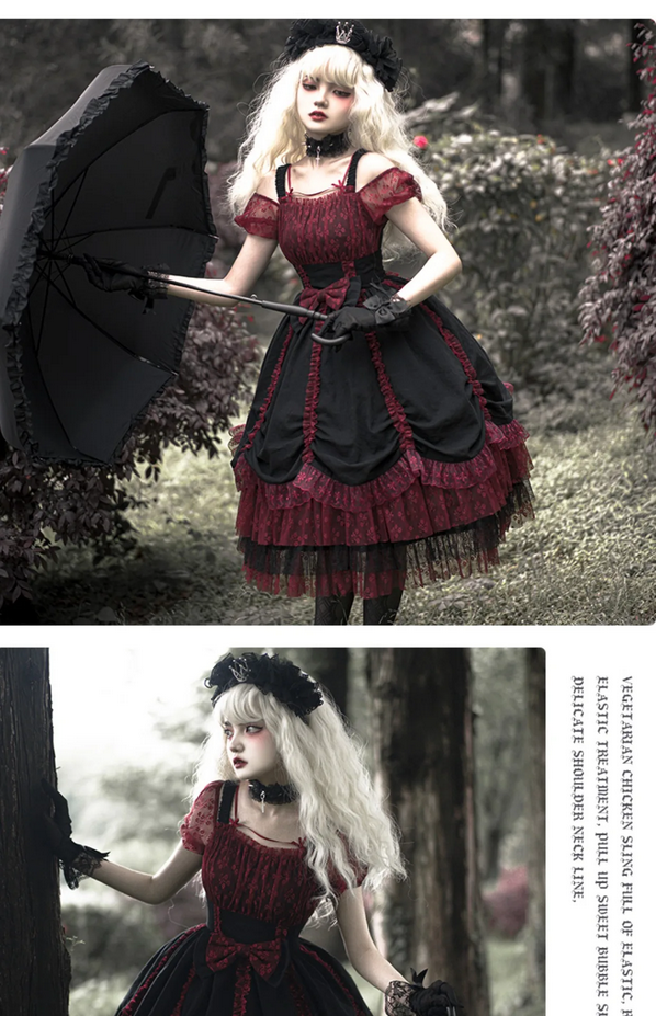 Gothic Lolita Style Lace Dress with Bow
