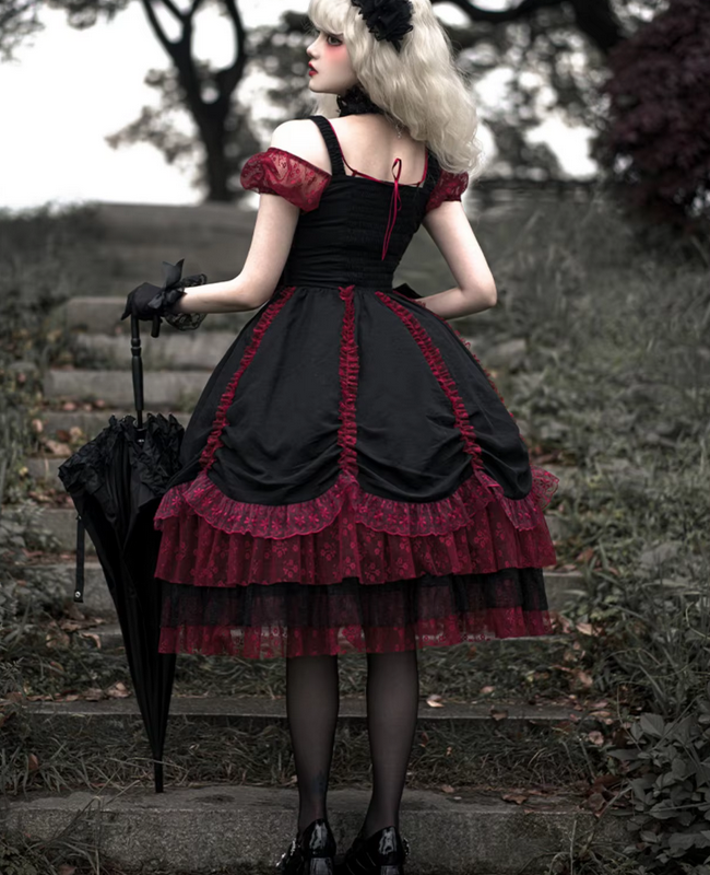 Gothic Lolita Style Lace Dress with Bow
