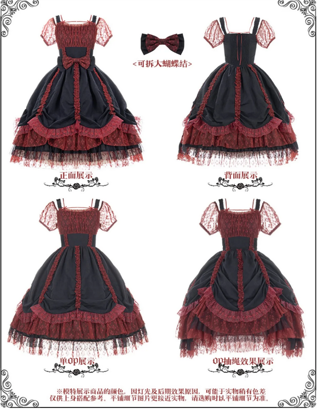 Gothic Lolita Style Lace Dress with Bow