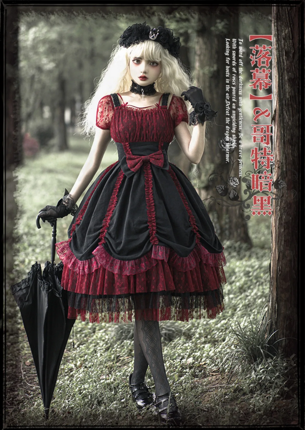 Gothic Lolita Style Lace Dress with Bow