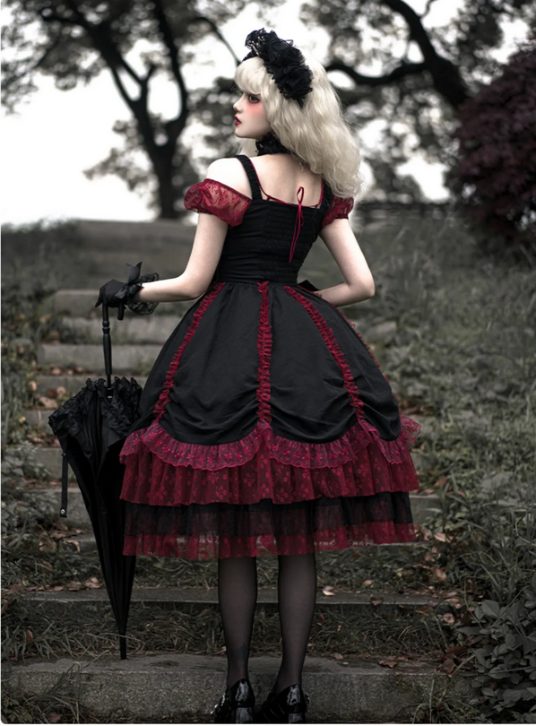 Gothic Lolita Style Lace Dress with Bow