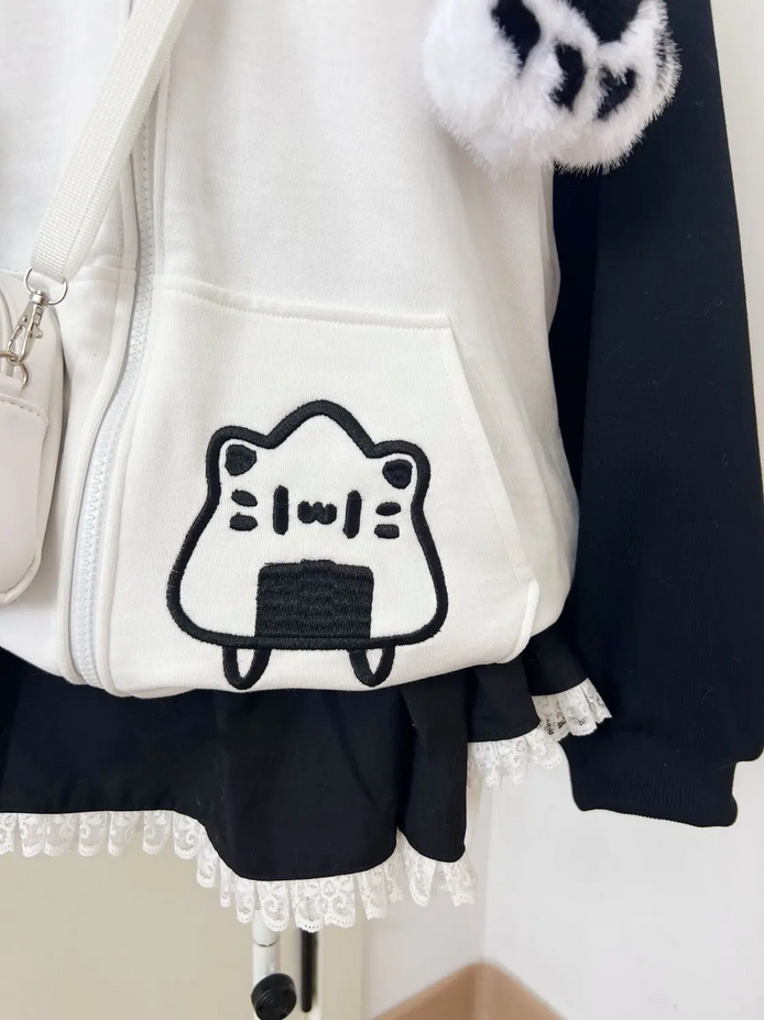 Y2K Cartoon Embroidery Cat Ears Hoodies